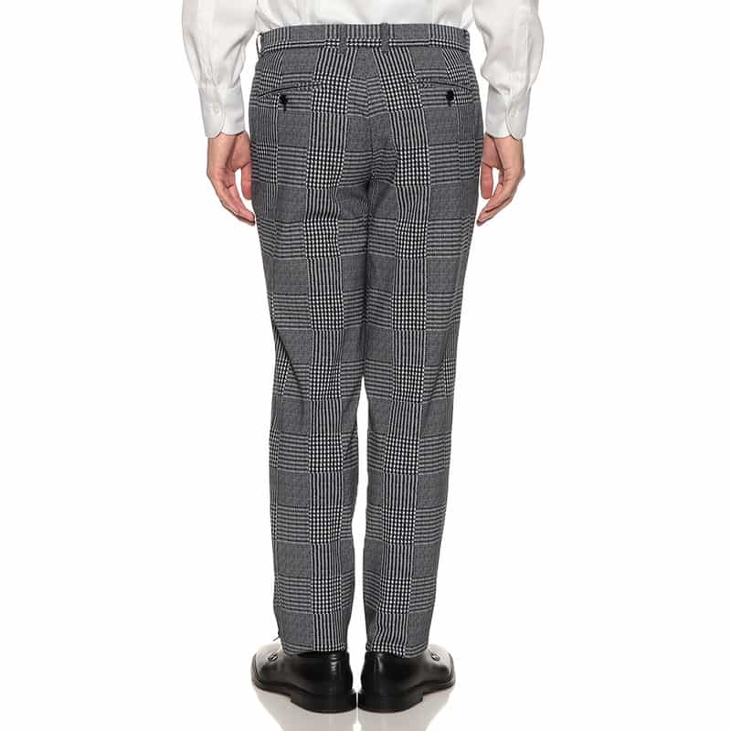 BARNEYS NEW YORK セットアップグレンチェック柄ジャージーパンツ BLACK