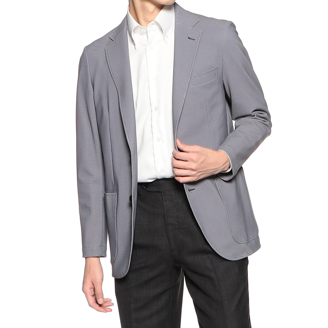 マイクロ千鳥柄ジャージージャケット