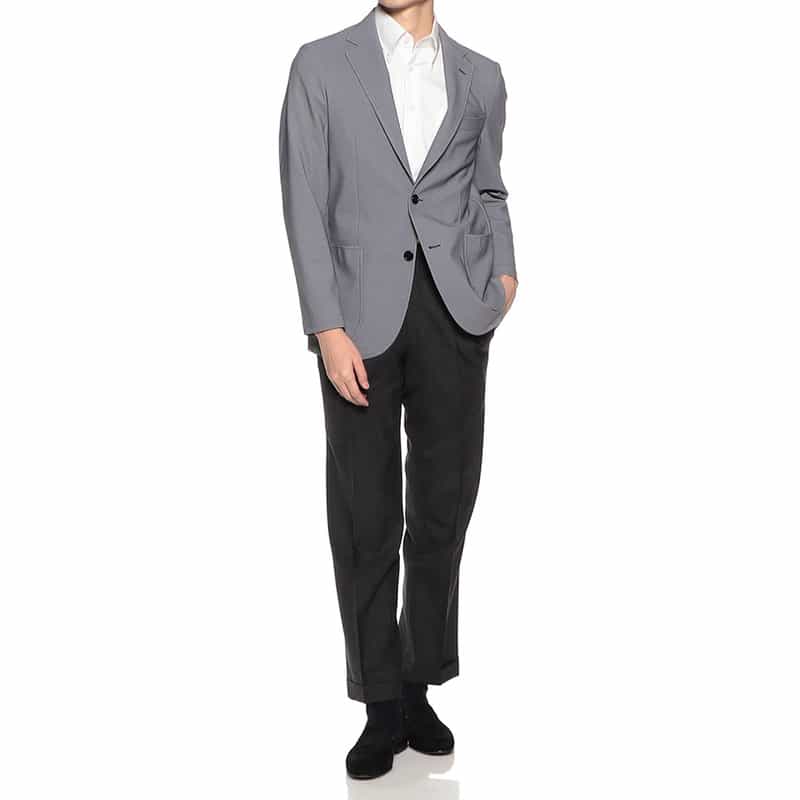 BARNEYS NEW YORK マイクロ千鳥柄ジャージージャケット BLUE