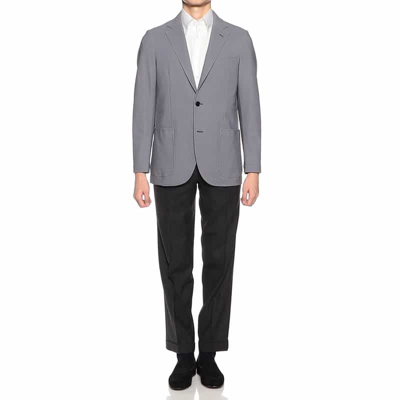 BARNEYS NEW YORK マイクロ千鳥柄ジャージージャケット BLUE