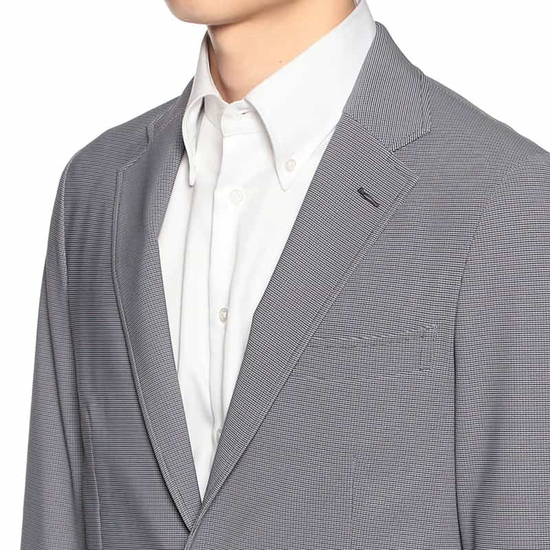 BARNEYS NEW YORK マイクロ千鳥柄ジャージージャケット BLUE