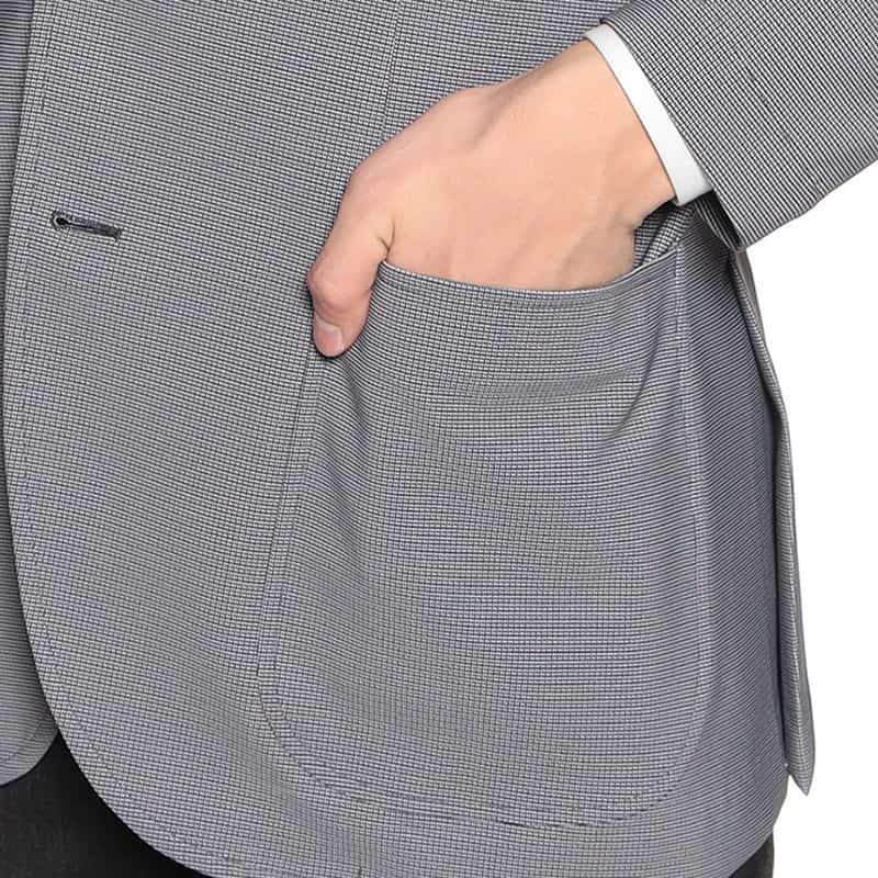 BARNEYS NEW YORK マイクロ千鳥柄ジャージージャケット BLUE