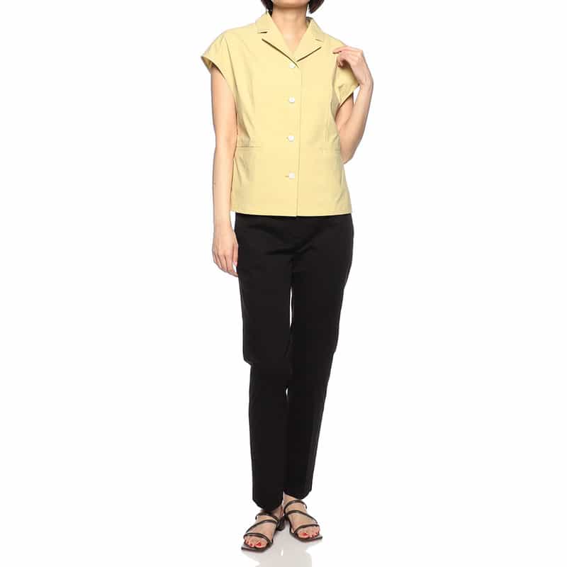 BARNEYS NEW YORK セットアップウォッシャブル 撥水&UV CUT フレンチスリーブシャツジャケット YELLOW