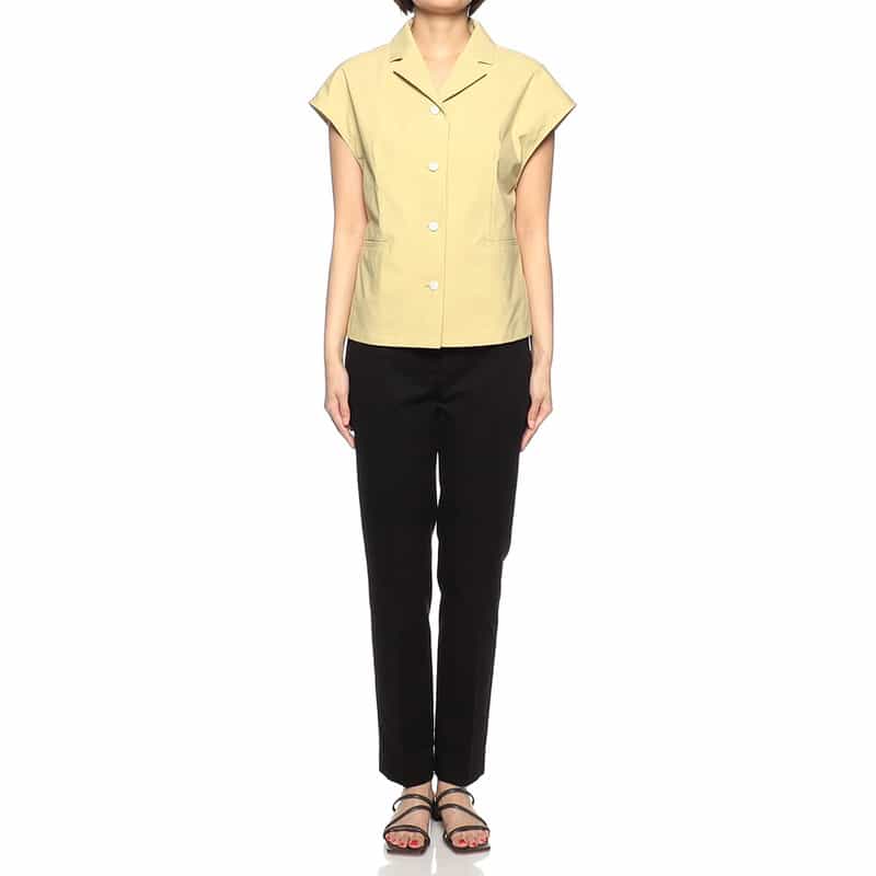 BARNEYS NEW YORK セットアップウォッシャブル 撥水&UV CUT フレンチスリーブシャツジャケット YELLOW
