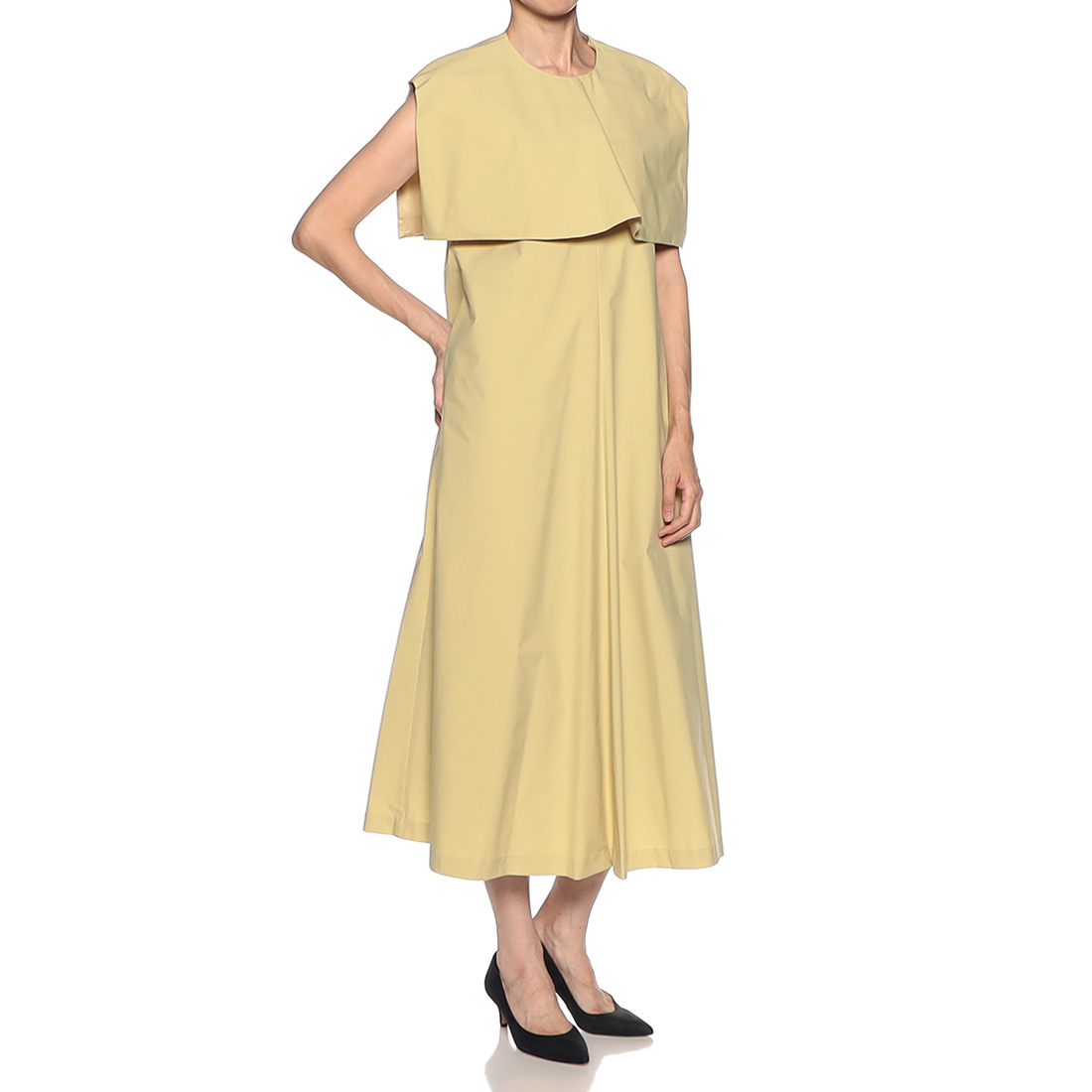 ウォッシャブル付け襟付きVネック2WAYドレス