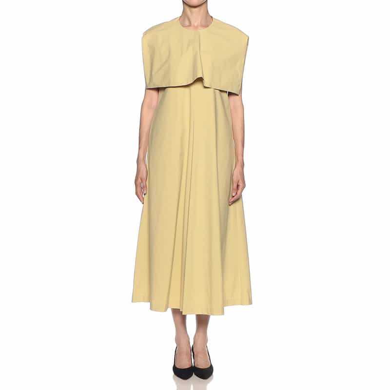 BARNEYS NEW YORK ウォッシャブル付け襟付きVネック2WAYドレス YELLOW