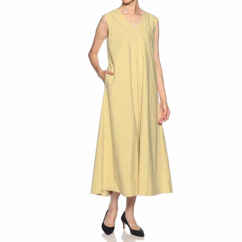 BARNEYS NEW YORK ウォッシャブル付け襟付きVネック2WAYドレス YELLOW