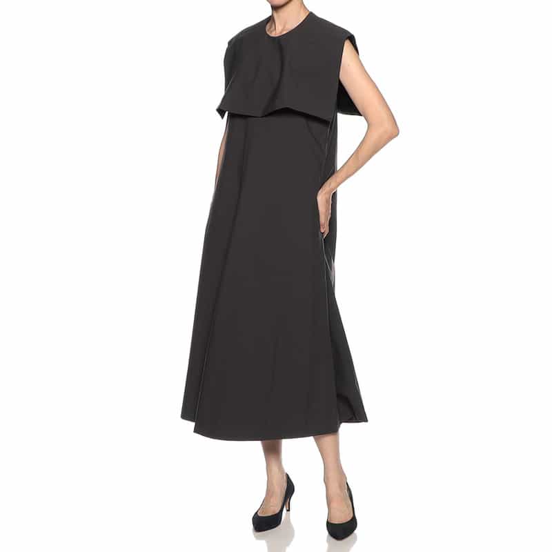 BARNEYS NEW YORK ウォッシャブル付け襟付きVネック2WAYドレス GRAY