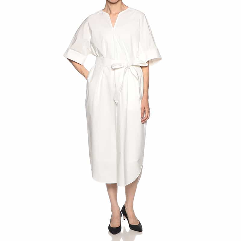 BARNEYS NEW YORK ウォッシャブル サックシャツドレス （インナードレス付き） WHITE