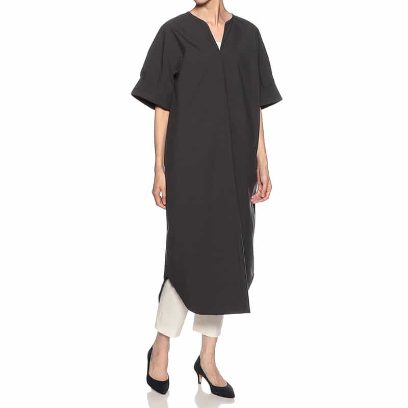 BARNEYS NEW YORK ウォッシャブル サックシャツドレス （インナードレス付き） GRAY