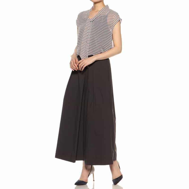 BARNEYS NEW YORK ウォッシャブル 撥水＆UVカット アシンメトリータックスカート GRAY