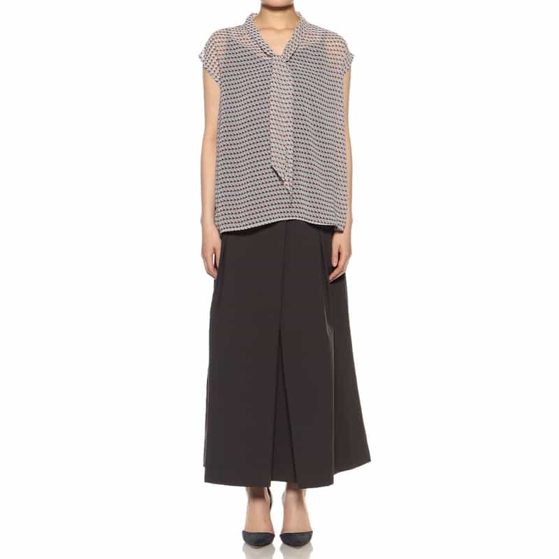 BARNEYS NEW YORK ウォッシャブル 撥水＆UVカット アシンメトリータックスカート GRAY