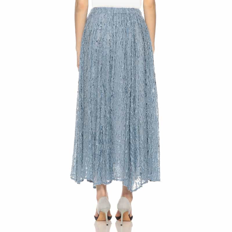 BARNEYS NEW YORK セットアップシアープリントフレアスカート LIGHT BLUE