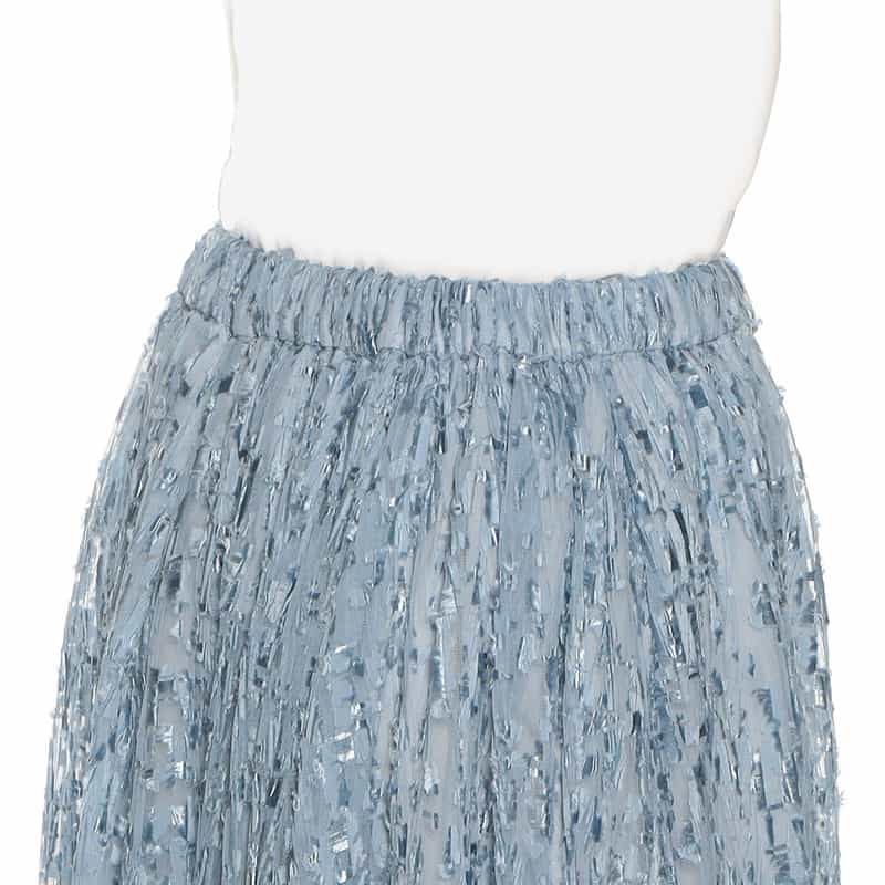 BARNEYS NEW YORK セットアップシアープリントフレアスカート LIGHT BLUE