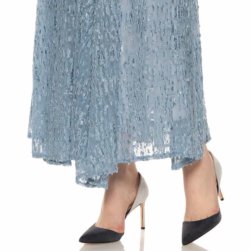 BARNEYS NEW YORK セットアップシアープリントフレアスカート LIGHT BLUE