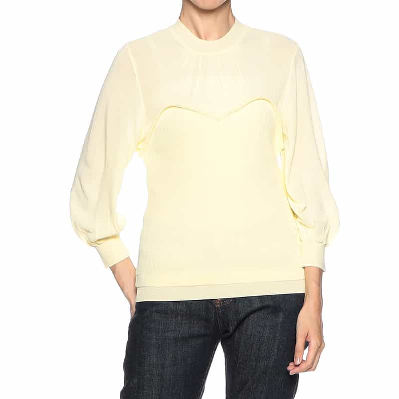 BARNEYS NEW YORK ウォッシャブルレイヤードシアーニットプルオーバー LIGHT YELLOW