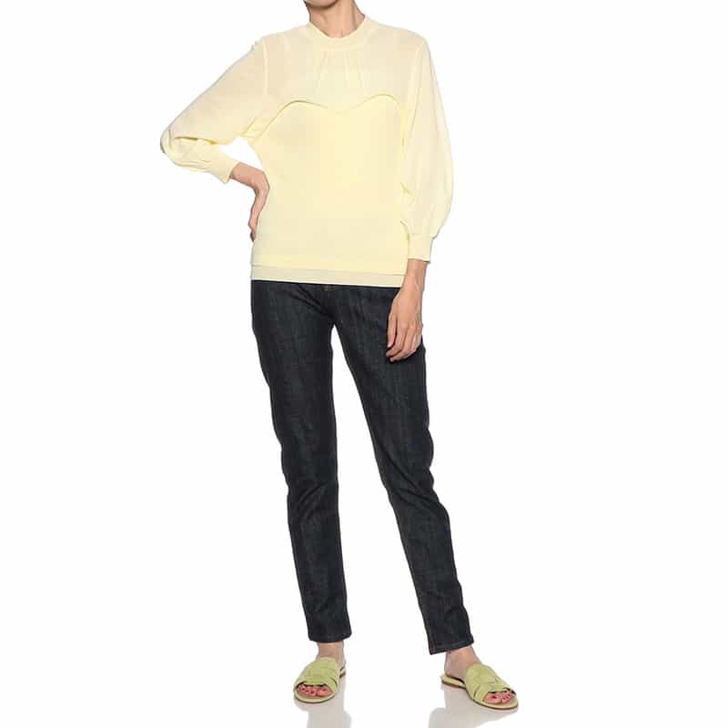 BARNEYS NEW YORK ウォッシャブルレイヤードシアーニットプルオーバー LIGHT YELLOW