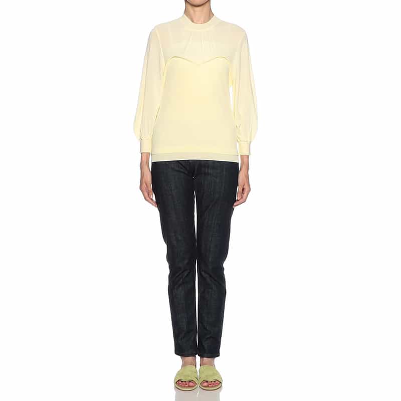 BARNEYS NEW YORK ウォッシャブルレイヤードシアーニットプルオーバー LIGHT YELLOW