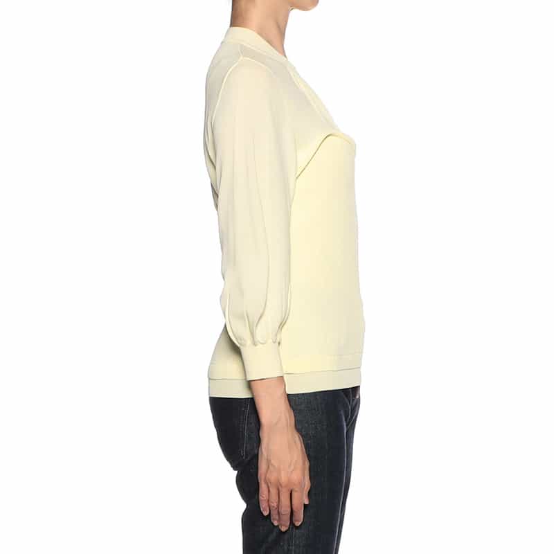 BARNEYS NEW YORK ウォッシャブルレイヤードシアーニットプルオーバー LIGHT YELLOW