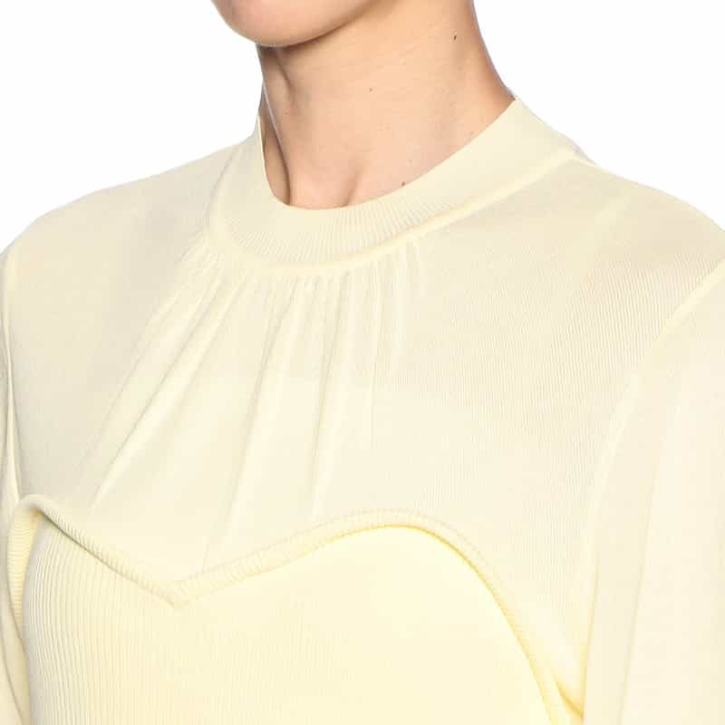 BARNEYS NEW YORK ウォッシャブルレイヤードシアーニットプルオーバー LIGHT YELLOW