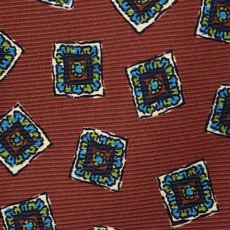 DRAKE'S スクエア柄タイ ORANGE