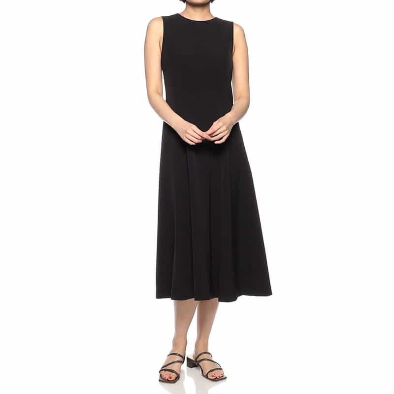 BARNEYS NEW YORK パネル切替フレアドレス BLACK