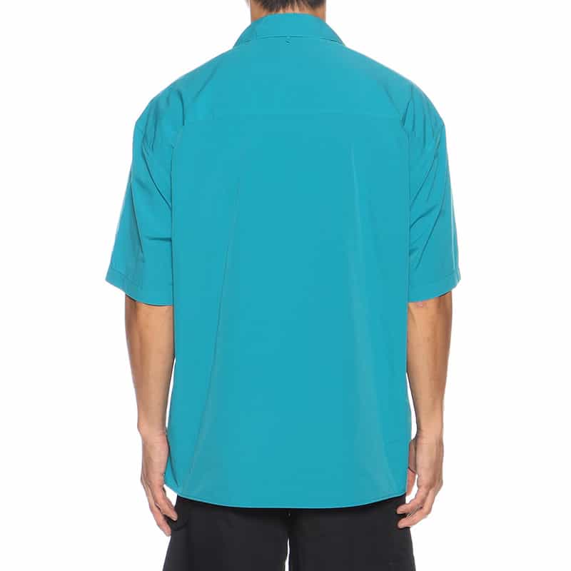 BARNEYS NEW YORK ウォッシャブル オーバーダイ オープンカラーシャツ BLUE