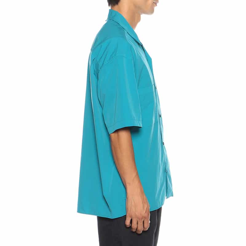 BARNEYS NEW YORK ウォッシャブル オーバーダイ オープンカラーシャツ BLUE