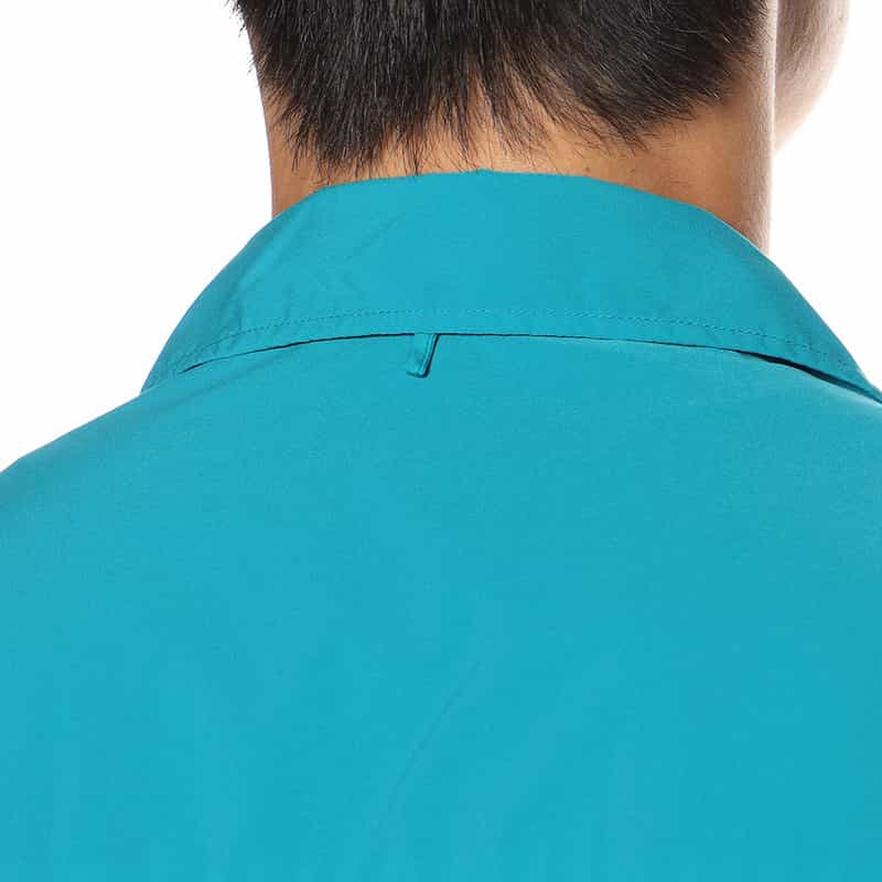 BARNEYS NEW YORK ウォッシャブル オーバーダイ オープンカラーシャツ BLUE