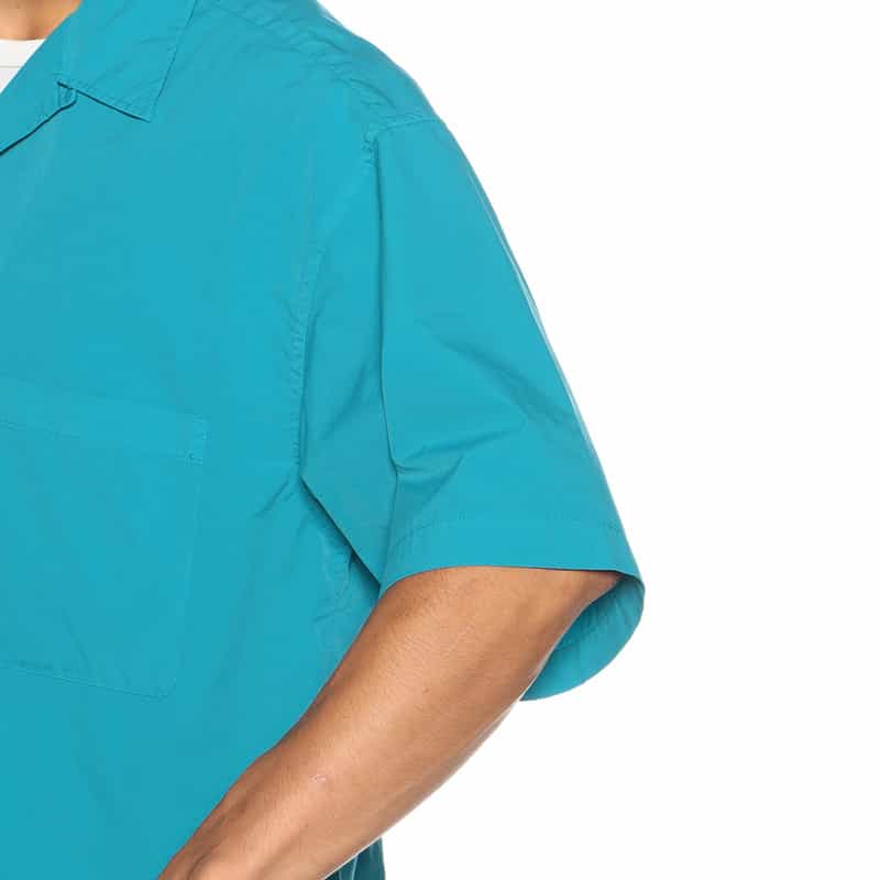 BARNEYS NEW YORK ウォッシャブル オーバーダイ オープンカラーシャツ BLUE