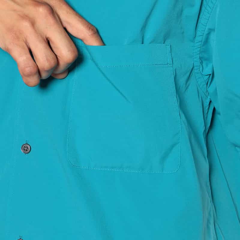 BARNEYS NEW YORK ウォッシャブル オーバーダイ オープンカラーシャツ BLUE