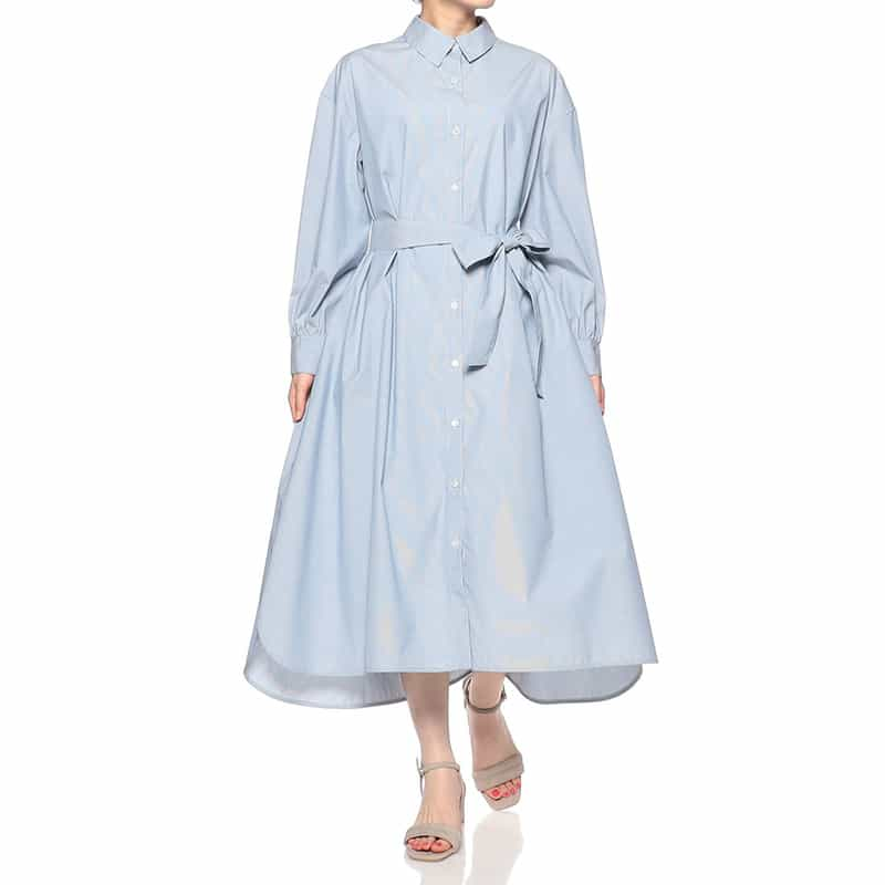 BARNEYS NEW YORK ウォッシャブル シャツドレス （インナードレス付） LIGHT BLUE