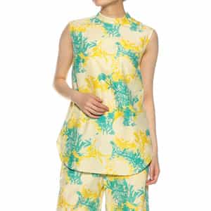 セットアップウォッシャブルプリントノースリーブブラウス