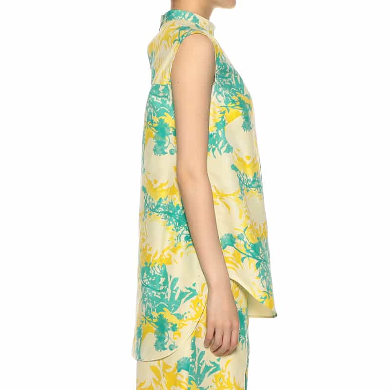 BARNEYS NEW YORK セットアップウォッシャブルプリントノースリーブブラウス YELLOW