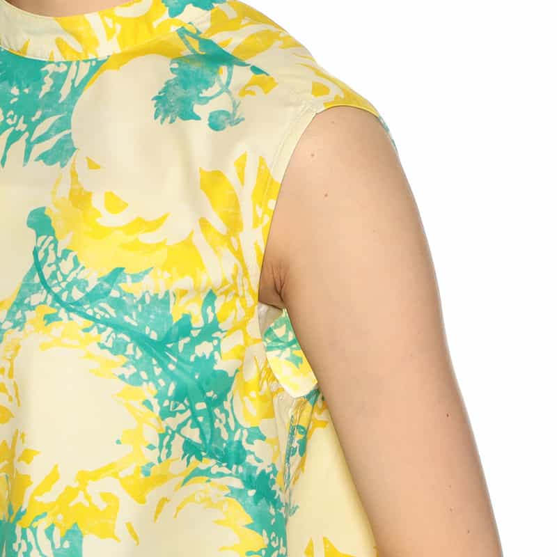 BARNEYS NEW YORK セットアップウォッシャブルプリントノースリーブブラウス YELLOW