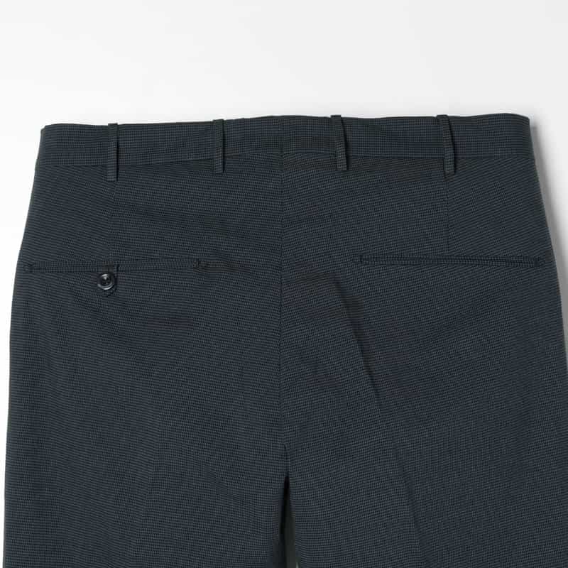 BARNEYS NEW YORK コットンリネン素材千鳥柄ストレートパンツ BLUE
