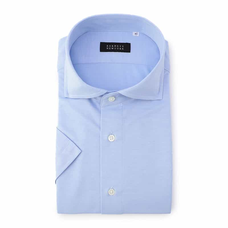 BARNEYS NEW YORK クールマックス半袖ジャージードレスシャツ LIGHT BLUE