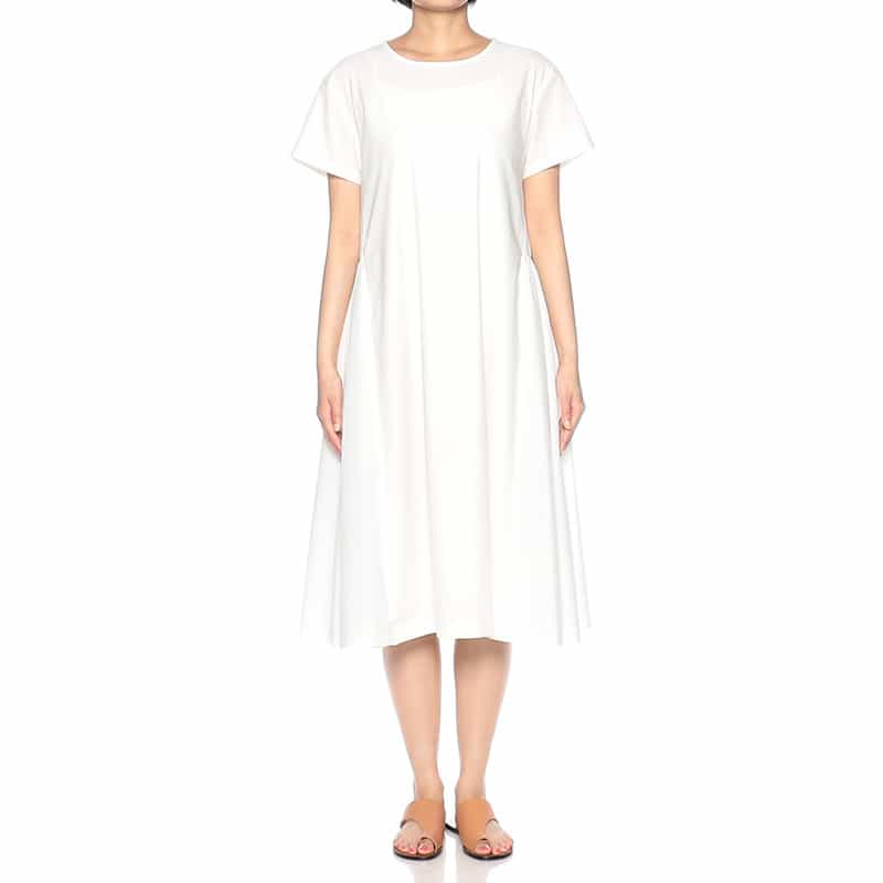 BARNEYS NEW YORK ウォッシャブル サイド切替Aラインドレス （インナードレス付） WHITE