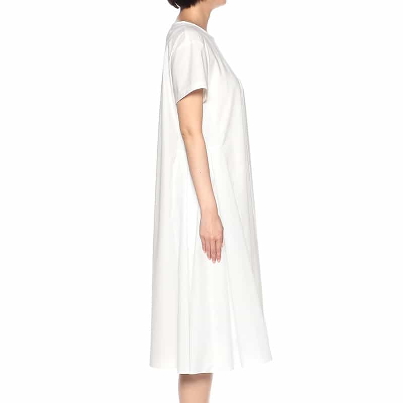 BARNEYS NEW YORK ウォッシャブル サイド切替Aラインドレス （インナードレス付） WHITE