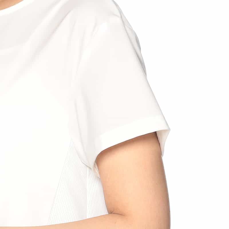 BARNEYS NEW YORK ウォッシャブル サイド切替Aラインドレス （インナードレス付） WHITE