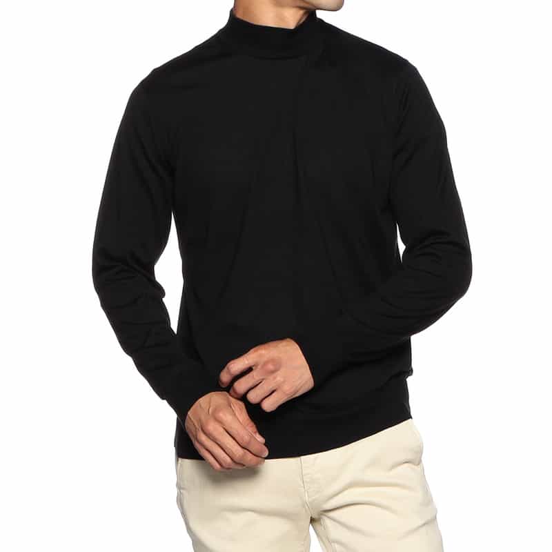 BARNEYS NEW YORK アラシャンカシミヤモックネックニットプルオーバー BLACK
