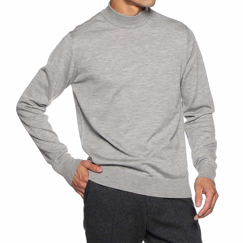 BARNEYS NEW YORK アラシャンカシミヤモックネックニットプルオーバー GRAY