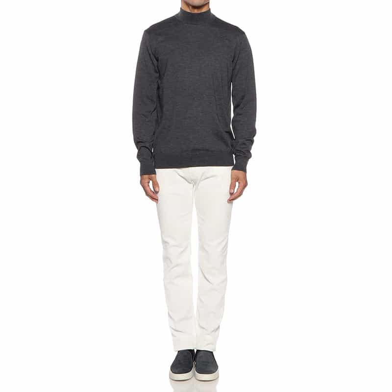 BARNEYS NEW YORK アラシャンカシミヤモックネックニットプルオーバー DARK GRAY