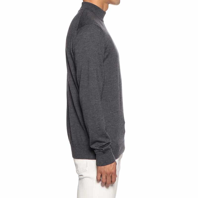 BARNEYS NEW YORK アラシャンカシミヤモックネックニットプルオーバー DARK GRAY