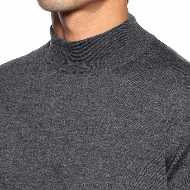 BARNEYS NEW YORK アラシャンカシミヤモックネックニットプルオーバー DARK GRAY