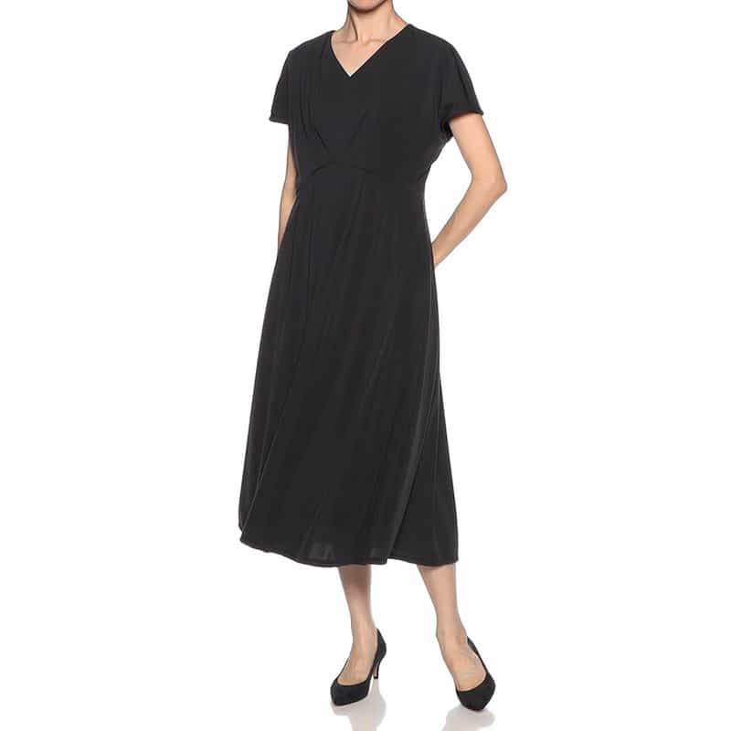 BARNEYS NEW YORK Vネックジャージードレス DARK NAVY