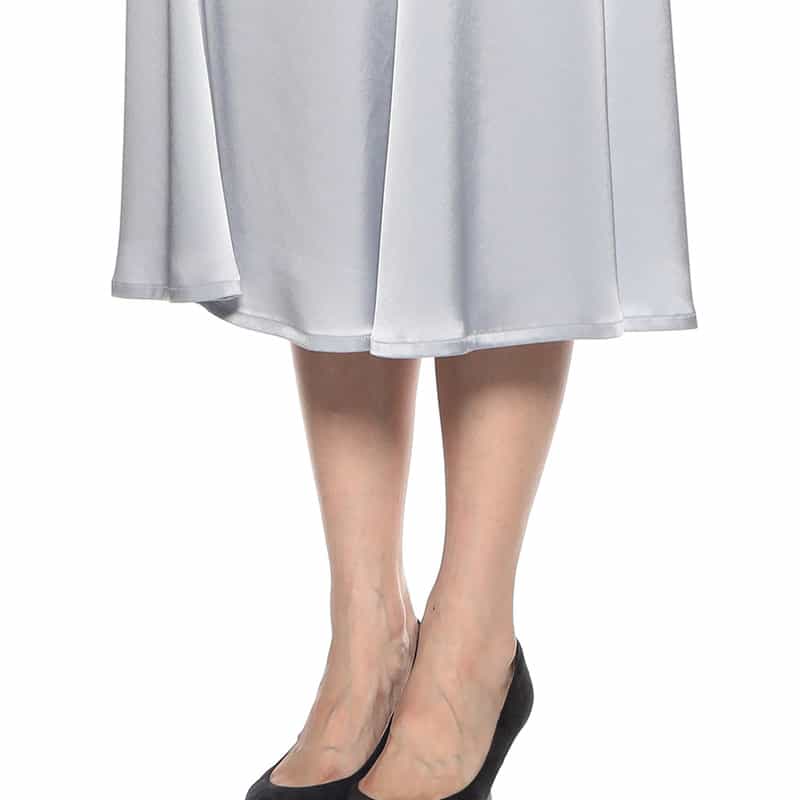 BARNEYS NEW YORK サテン × レース フィット＆フレアゲストドレス LIGHT BLUE