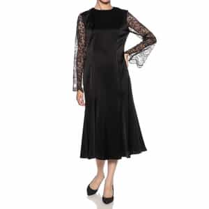 サテン × レース フィット＆フレアゲストドレス