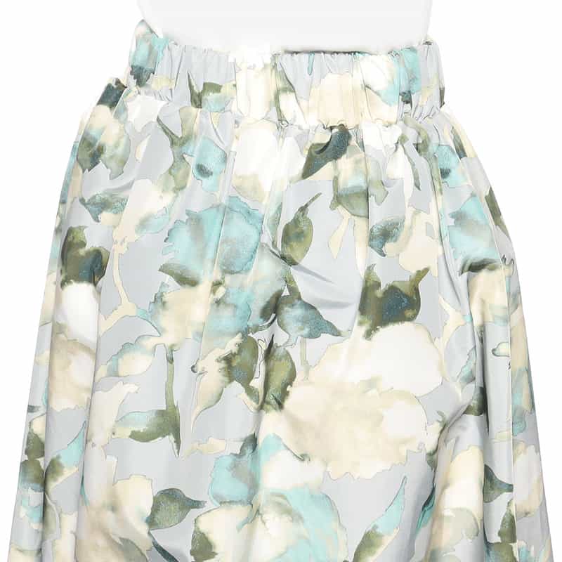 BARNEYS NEW YORK ウォッシャブル プリントギャザースカート LIGHT GRAY