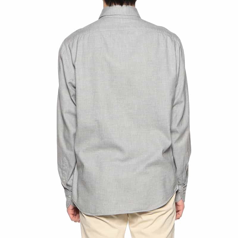 FINAMORE ヘリンボーン柄ネルシャツ LIGHT GRAY